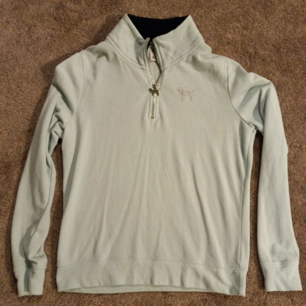 VICTORIA'S SECRET PINK LONG SLEEVE 1/4 ZIP PULLOVER MEDIUM